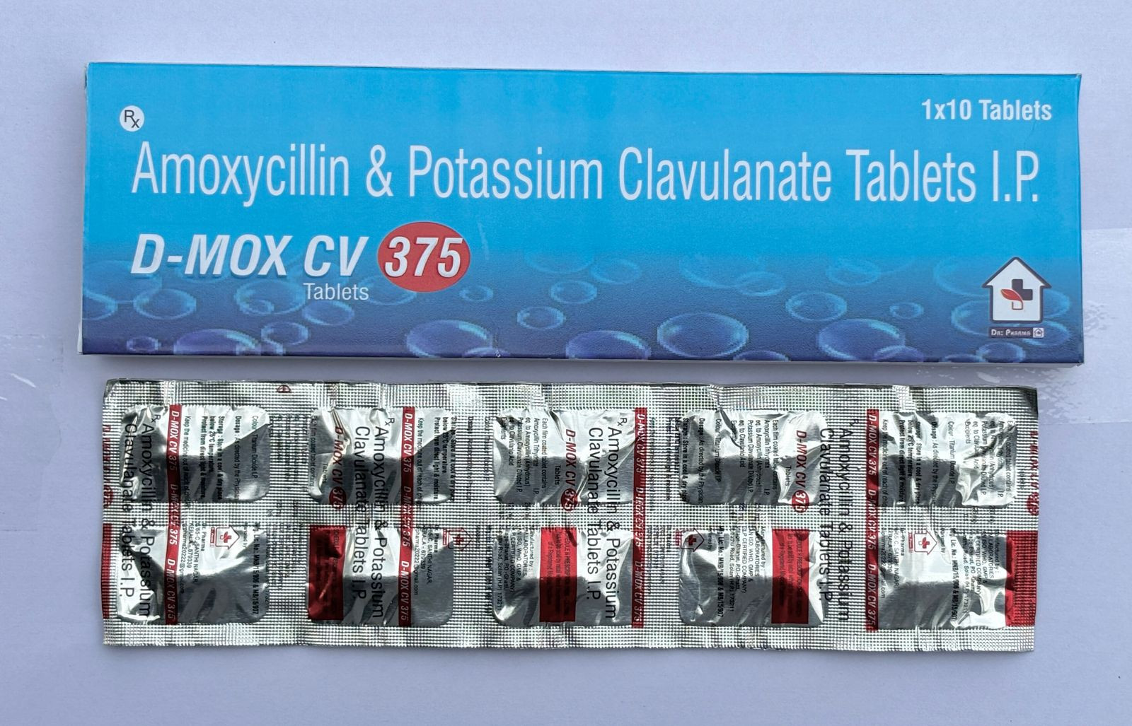 D-mox cv Amoxycillin+Potassium Clavulanate 250mg/125mg Tablet